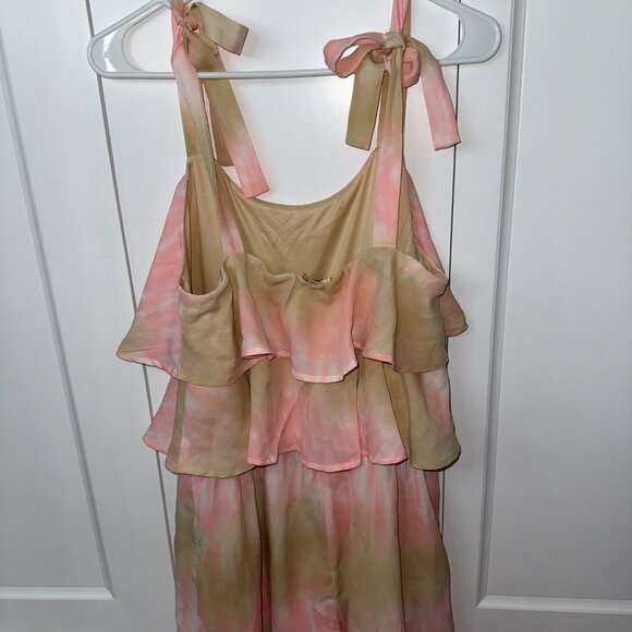 Entro Tan and Pink Watercolor Romper - Picture 2 of 7